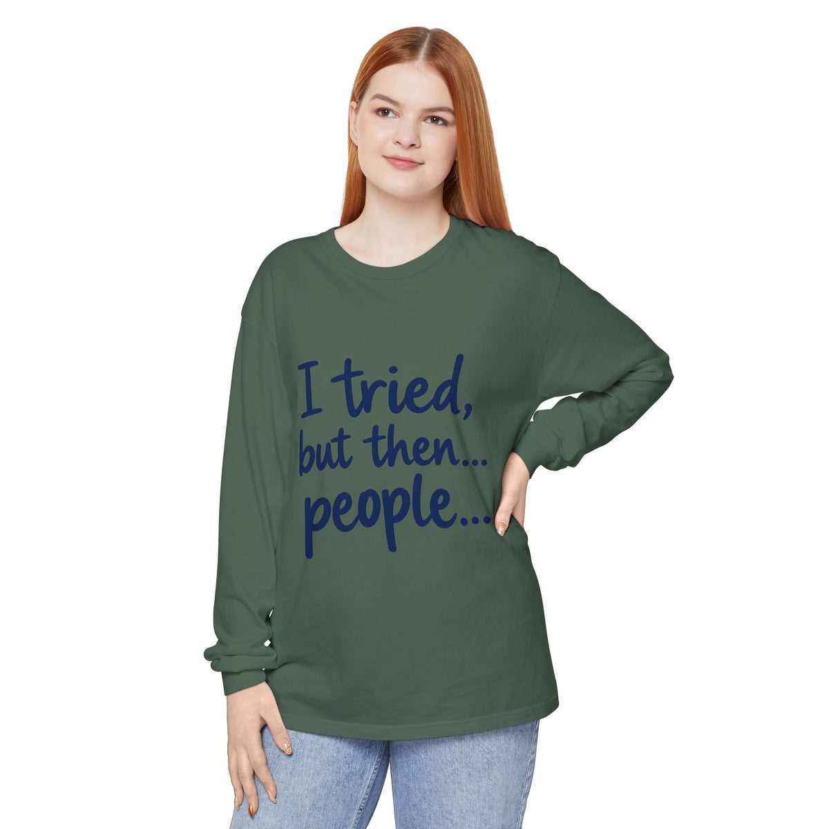Introvert "I tried, but then...people" Long Sleeve Tee