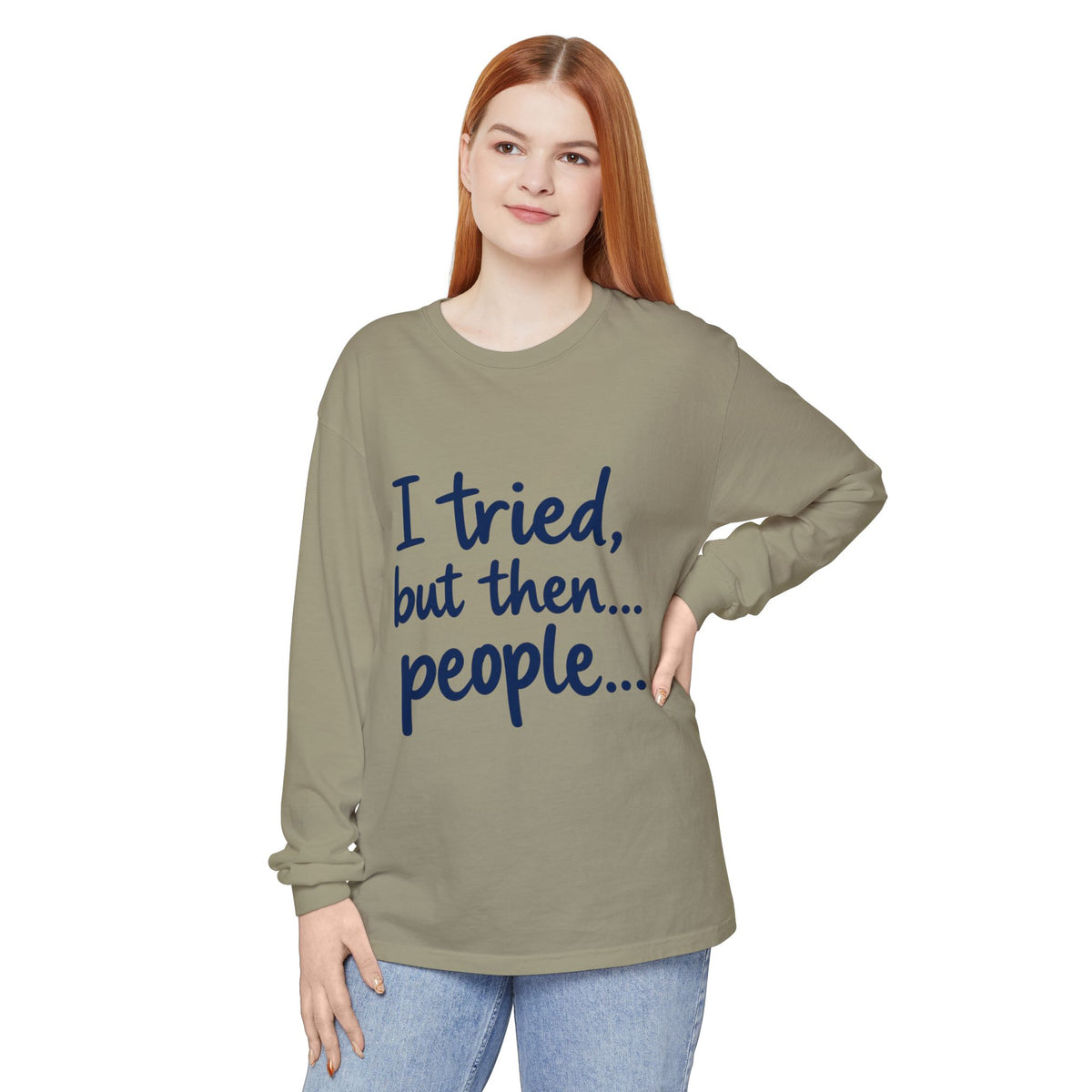 Introvert "I tried, but then...people" Long Sleeve Tee
